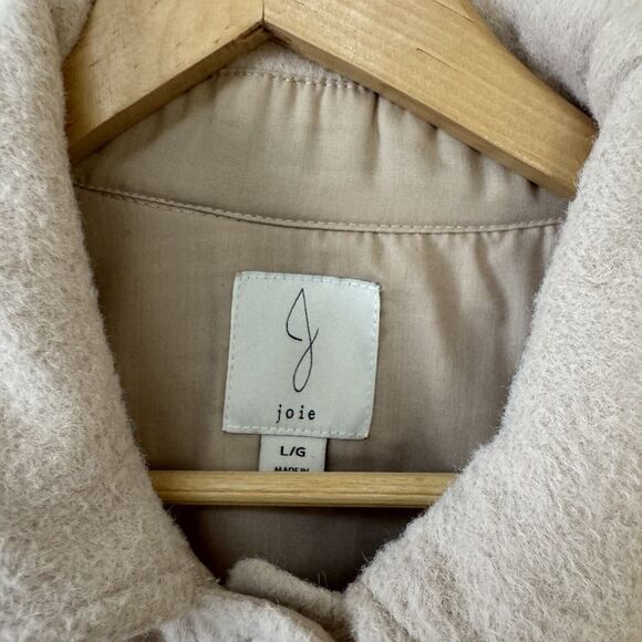 Joie Shacket Jacket Fleece Button Long Sleeve 4 Pockets Collared Women Large L - Picture 7 of 7